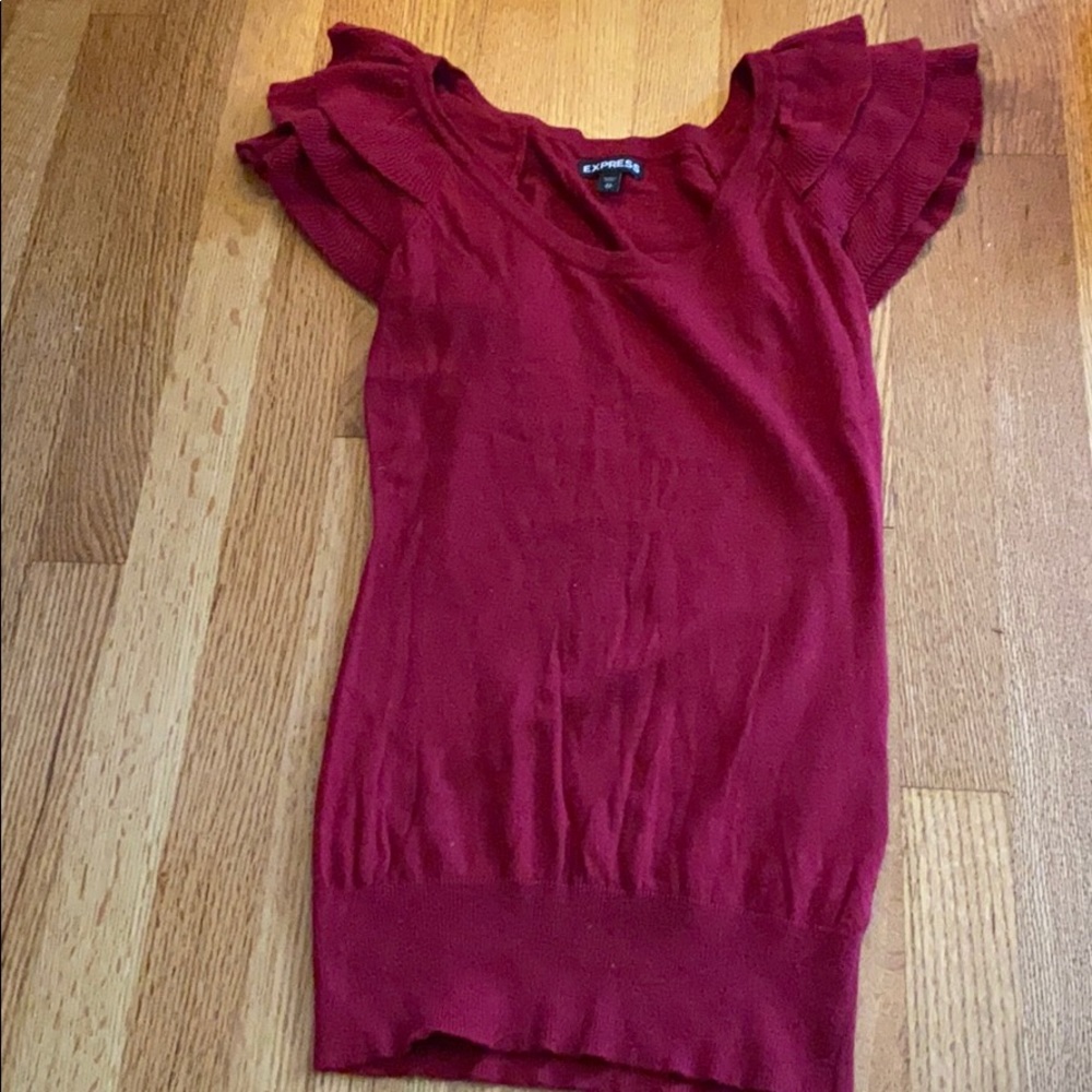 Express super soft ruffle sweater tee xs